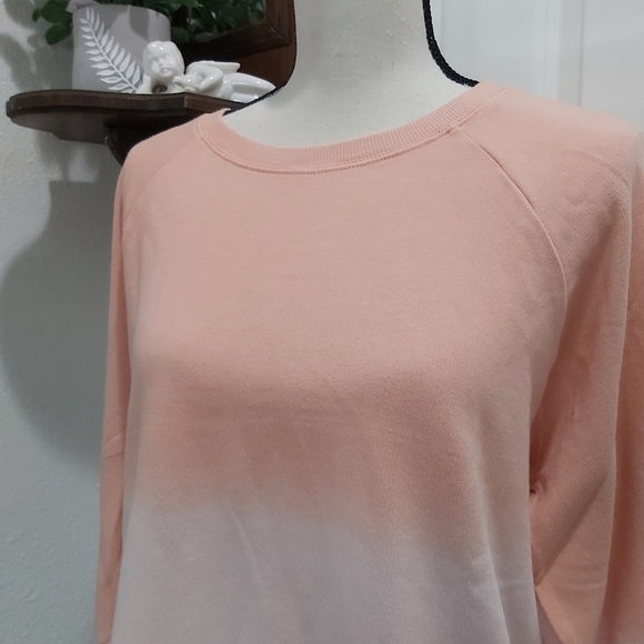 LARGE LUCKY BRAND Peach 🍑 cream ombre sweatshirt top (L/G) orange shirt - Picture 5 of 6